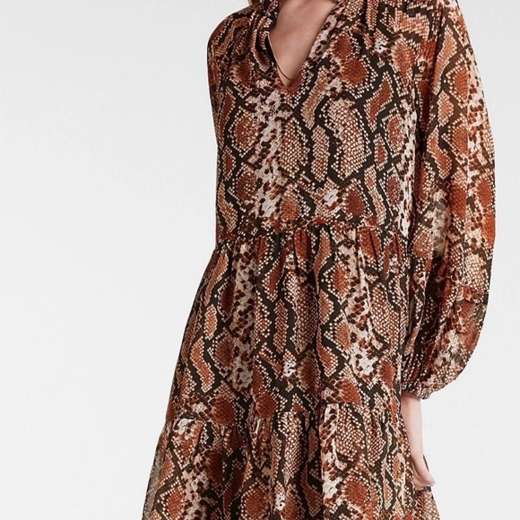 Express Dresses & Skirts - Express Brown and Black Snake Print Long Sleeve Dress